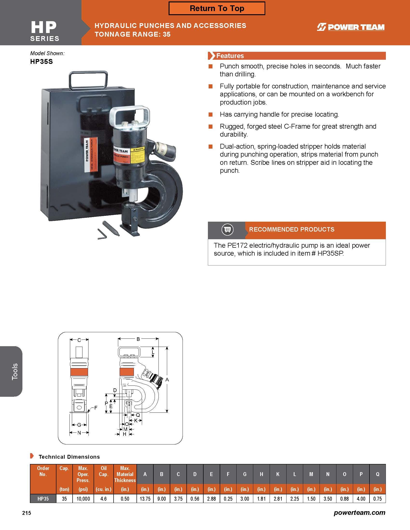 HP35SP - 35 Ton Hydraulic Punch by Power Team - Image 2